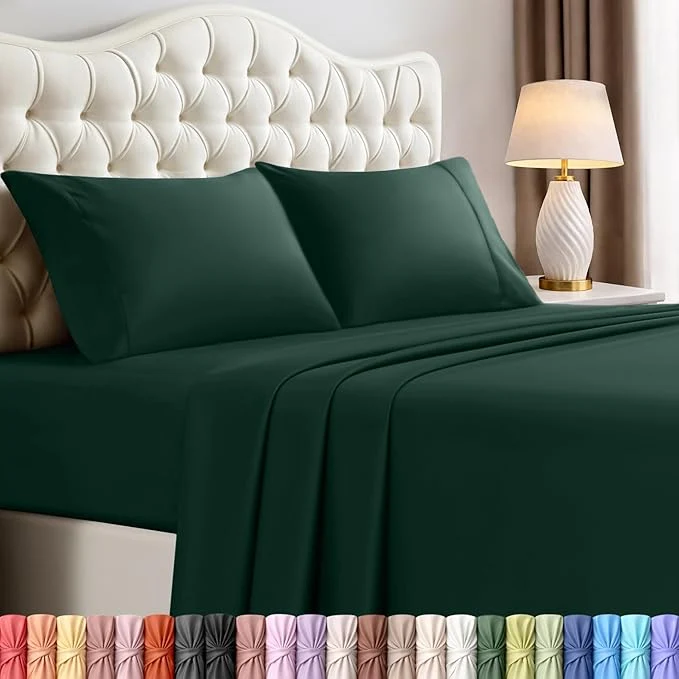 Environmentally Friendly Utopia Bedding California King Sheet Set – 4 Piece Bed Sheets for Cal King Size Bed Soft and Breathable Microfiber Includes 1 Fitted Sheet 1 Flat Sheet and 2 Pillowcases Emerald Trendy