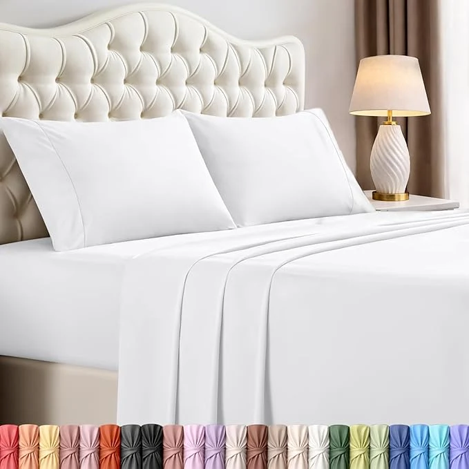 Dependable Utopia Bedding Queen Size Sheet Set – 4 Piece Bed Sheets Soft and Breathable Microfiber Includes 1 Fitted Sheet 1 Flat Sheet and 2 Pillowcases – Oeko Tex White Durable