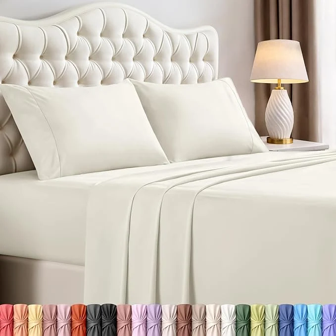 Consistent Utopia Bedding Full Size Sheet Set – 4 Piece Bed Sheets Soft and Breathable Microfiber Includes 1 Fitted Sheet 1 Flat Sheet and 2 Pillowcases – Oeko-Tex Ivory Crafted