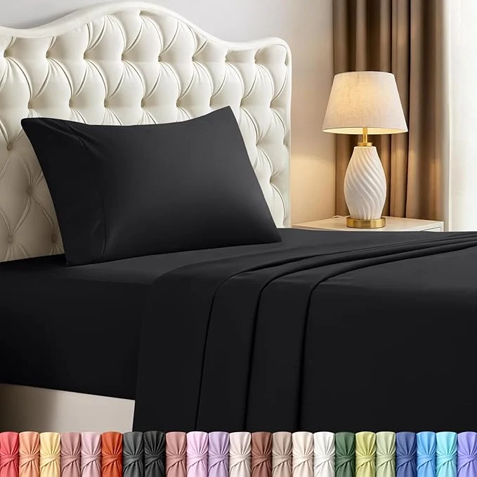 Natural Utopia Bedding Twin XL Sheets – 3 Piece Bedding – Brushed Microfiber – Shrinkage and Fade Resistant – Easy Care Twin Extra Long Black Superior