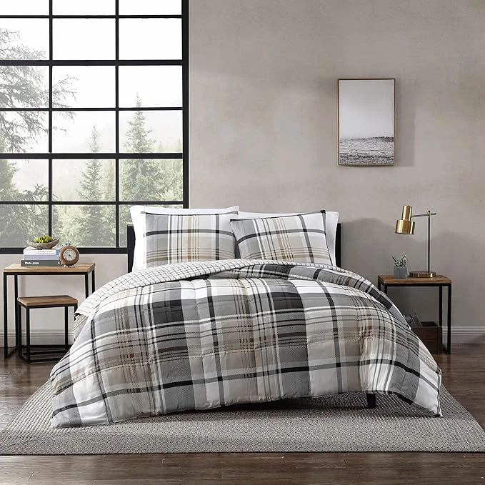High-End Eddie Bauer – Queen Comforter Set Plaid Reversible Bedding Stylish amp Warm Home Decor Normandy Grey Queen Optimized