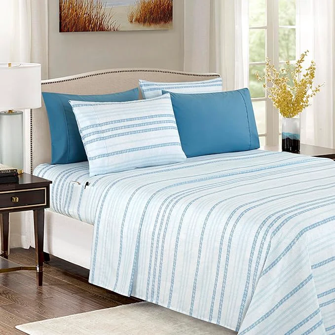 User-Friendly Elegant Comfort Softest and Coziest 6-Piece Sheet Set – 1500 Premium Hotel Quality Microfiber – Deep Pocket Wrinkle Resistant 6-Piece Floral Bed Sheet Set Full Traci Aqua High-Grade
