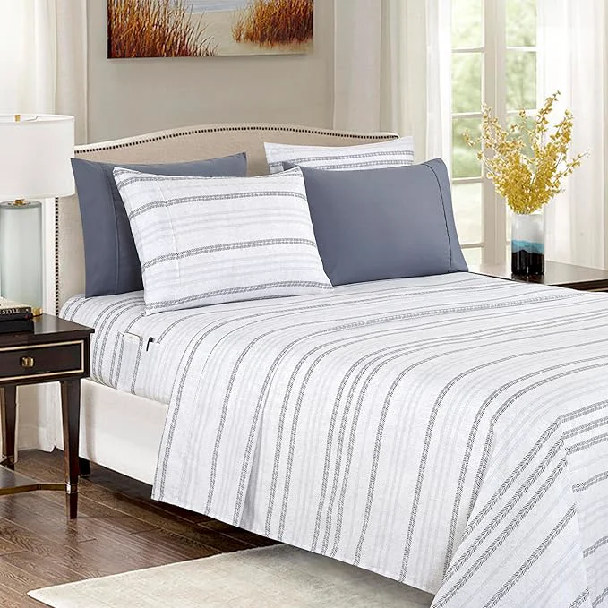 Innovative Elegant Comfort Softest and Coziest 6-Piece Sheet Set – 1500 Premium Hotel Quality Microfiber – Deep Pocket Wrinkle Resistant 6-Piece Floral Bed Sheet Set Queen Traci Gray Unique