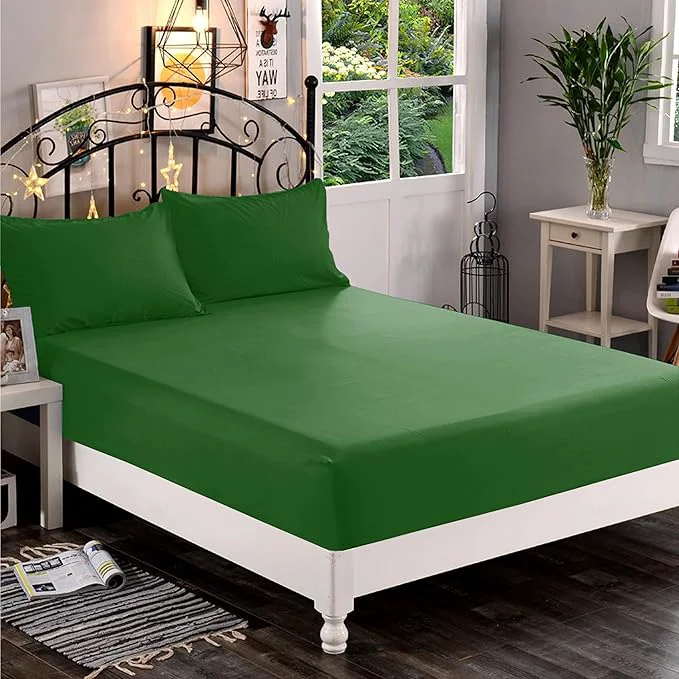 Optimized Elegant Comfort 1500 Premium Hotel Quality 1-Piece Fitted Sheet Softest Quality Microfiber-Deep Pocket up to 16 inch Wrinkle and Fade Resistant Twin Twin XL Hunter Green Safe