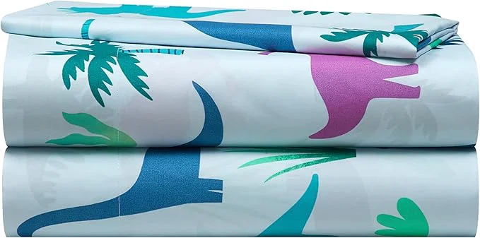 Effective Heritage Kids 4 Piece Sheet Set Including Top Sheet Fitted Sheet and 2 Pillow Cases Dinosaur Full Environmentally Friendly