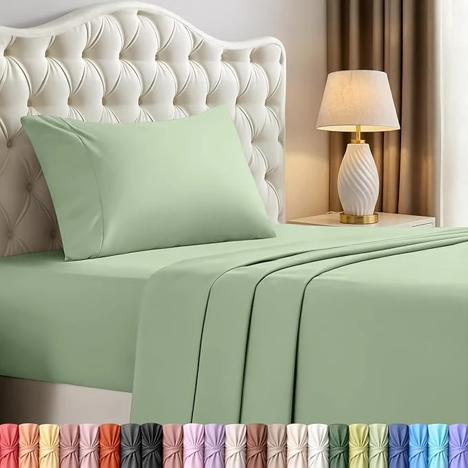 Verified Utopia Bedding Twin XL Sheet Set – 3 Piece Bed Sheets for Twin XL Size Bed Soft and Breathable Microfiber Includes 1 Fitted Sheet 1 Flat Sheet and 1 Pillowcase Sage Powerful