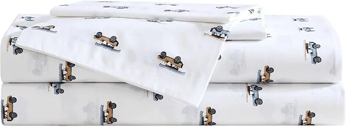 Elite Eddie Bauer – King Sheet Set Breathable Cotton Percale Bedding Set with Matching Sham s Crisp amp Cool Bedding Essentials Oeko-Tex Out to The Beach Orange King Genuine