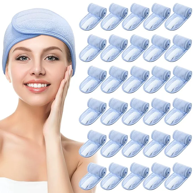Fast Hoteam 30 Pack Spa Headband Facial Esthetician Hair Wrap Organic