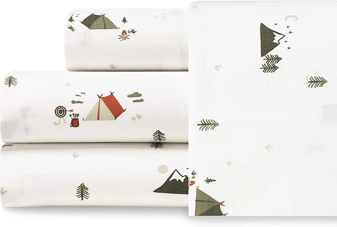Reliable Eddie Bauer – Queen Sheets Cotton Percale Bedding Set Crisp amp Cool Home Decor Cascade Camping Queen Modern