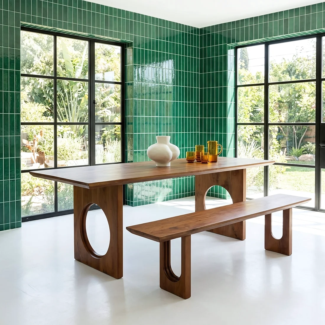 Premium Bullnose eettafel Chamfered Loop Green