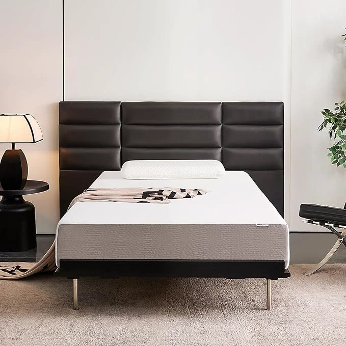 Refined Amazon Basics Breathable Memory Foam Mattress Medium Firm 10 Inch Twin White Grey Contemporary