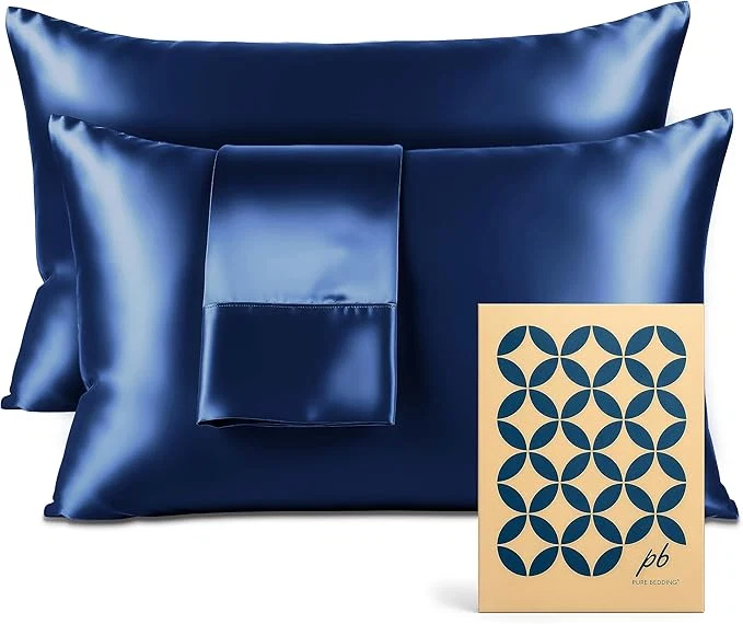 Fine Crafted Satin Pillowcase 2 Pack – King Size 20 quot x40 quot Navy – Silky Pillow Cases for Hair and Skin – Satin Pillow Covers with Envelope Closure – Extra Soft Premium Microfiber Solid