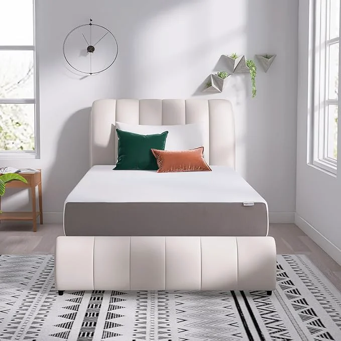 Fine Amazon Basics Breathable Memory Foam Mattress Soft Plush Feel 12 Inch Full White Grey Genuine