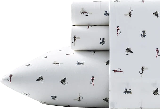 Stylish Eddie Bauer – Queen Sheets Cotton Percale Bedding Set Crisp amp Cool Luxurious Bedding Set Fishing Flies White Queen Elegant