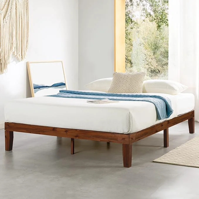 Professional Mellow 12 quot Solid Wood Platform Bed Frame with Classic Wooden Slat No Box Spring Needed King Espresso Superior