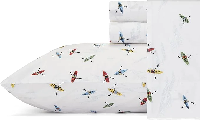 Modern Eddie Bauer – Queen Sheets Cotton Percale Bedding Set Crisp amp Cool Home Decor Kayaks Queen Superior