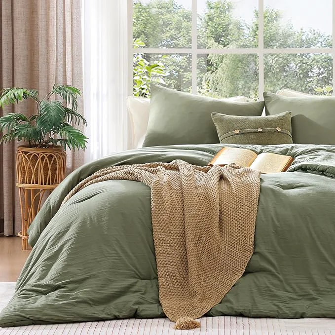 Verified WRENSONGE Twin XL Size Comforter Sets – 3 Pieces Green Comforter Prewashed Soft Lightweight for All Seasons Fluffy Down Comforter Twin XL Size with 2 Pillow Shams Consistent
