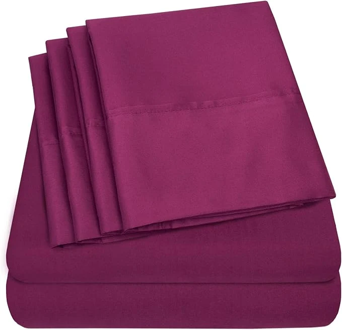 Enhanced Twin Size Bed Sheets – 4 Piece 1500 Supreme Collection Fine Brushed Microfiber Deep Pocket Twin Sheet Set Bedding – 1 EXTRA PILLOW CASES GREAT VALUE Twin Berry Easy-to-Use