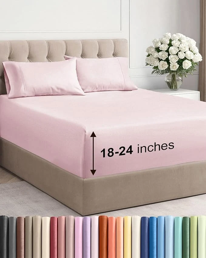 Effective Extra Deep Twin Sheet Set – 4 Piece Breathable and Cooling Sheets – Hotel Luxury Bedding for Women Men Kids amp Teens – Easy amp Secure Fit – Soft and Wrinkle – Extra Deep Pockets – Lavender Pink Casual