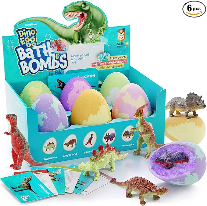Easy-to-Use Dan Darci Dino Egg Bath Bombs for Kids Premium Material