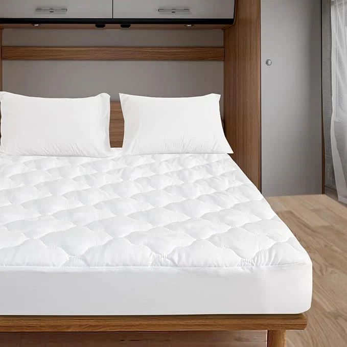 Exclusive RV Short King Mattress Protector Pad Waterproof Quilted 72 quot x 80 quot Soft amp Cooling RV King Mattresses Cover Fitted for Campers amp Trailers with Deep Pocket to 14 quot White Smart