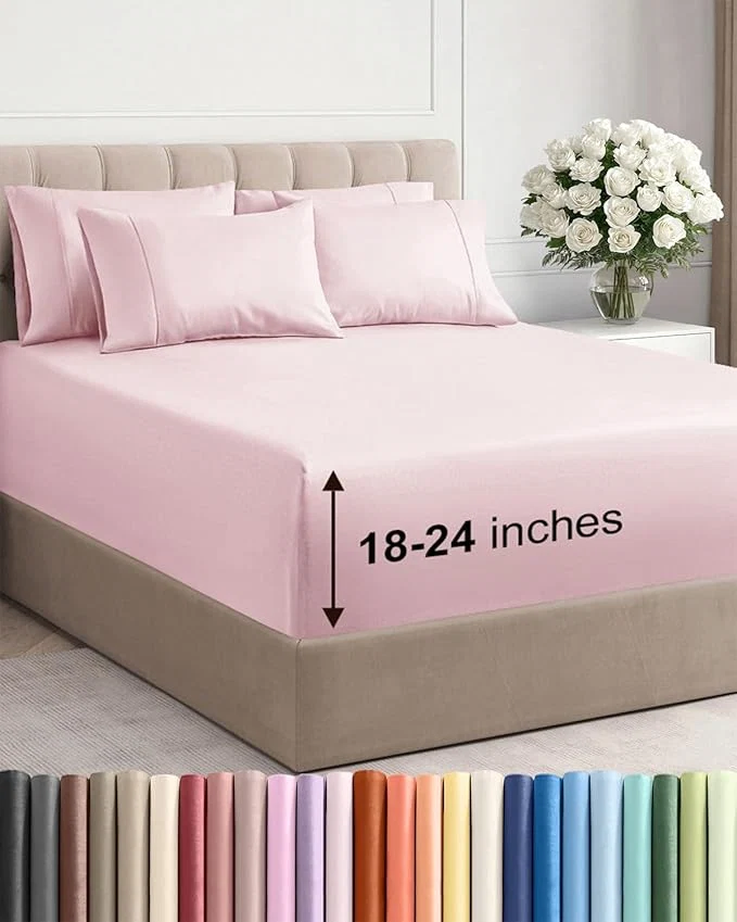 Efficient Extra Deep King Sheet Set – 6 Piece Breathable and Cooling Sheets – Hotel Luxury Bedding for Women Men Kids amp Teens – Easy amp Secure Fit – Soft and Wrinkle – Extra Deep Pockets – Lavender Pink Expertly Made
