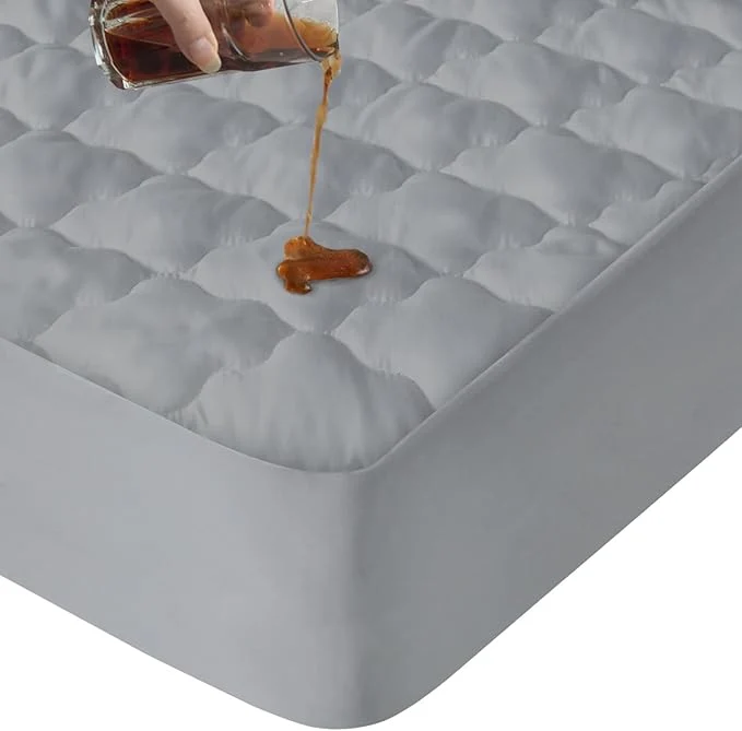 Excellent Queen Mattress Protector Pad Waterproof Quilted Breathable amp Cooling Queen Size Mattresses Protector Cover Fitted with Deep Pocket Up to 14 quot Gray Minimalist