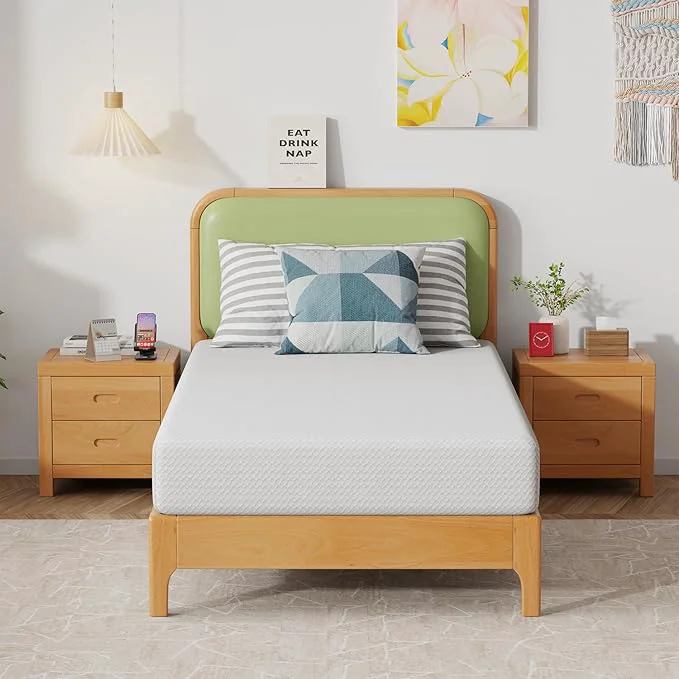 Detailed FDW 8 Inch Twin Mattress Medium Firm Gel Memory Foam Cooling Ventilated Foam Pressure Relief White Removable Washable Cover Bed in a Box CertiPUR‑US Luxury