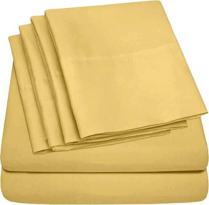 Stylish Cal King Size Bed Sheets – 6 Piece 1500 Supreme Collection Fine Brushed Microfiber Deep Pocket California King Sheet Set Bedding – 2 Extra Pillow Cases Great Value California King Yellow Classic
