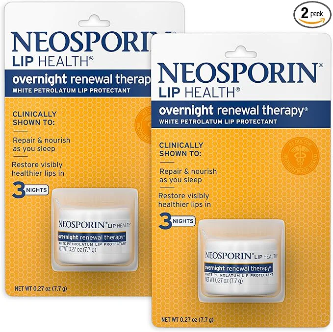 Practical Neosporin Lip Health Overnight Renewal Therapy White Petrolatum Protectant and Durable