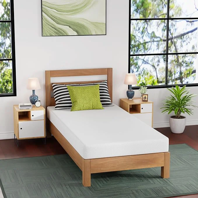 Quality FDW 6 Inch Twin XL Mattress Medium Firm Gel Memory Foam Mattress White Bed in a Box CertiPUR-US Pressure Relief Cooling Ventilated Foam Washable Removable Cover Recyclable