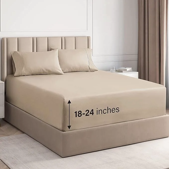 Authentic Extra Deep Twin Sheet Set – 4 Piece Breathable and Cooling Sheets – Hotel Luxury Bedding for Women Men Kids amp Teens – Easy amp Secure Fit – Soft Wrinkle and Comfy – Extra Deep Pockets – Cream Practical
