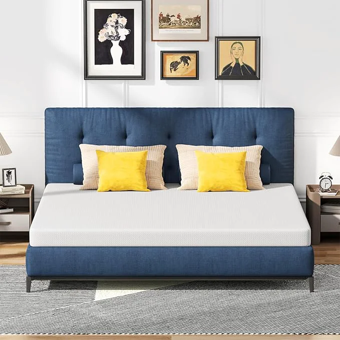 Smart FDW 6 Inch King Mattress Medium Firm Gel Memory Foam Mattress White Bed in a Box CertiPUR-US Pressure Relief Cooling Ventilated Foam Washable Removable Cover Flexible