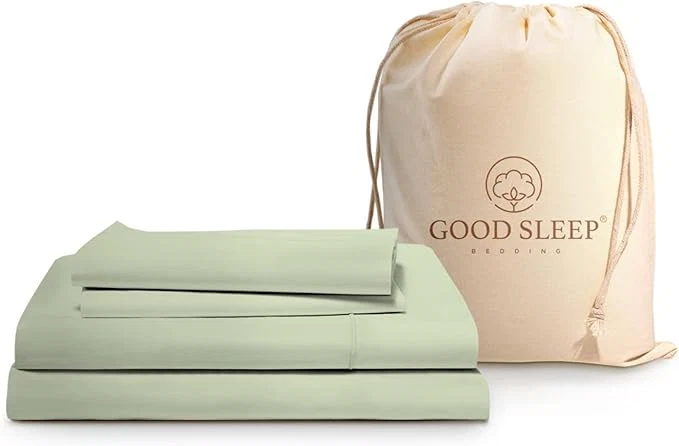 Solid Egyptian Cotton Sheets King Size 4 Pc Luxury Set Cotton 16 quot Deep Pocket Sateen Sage Flexible