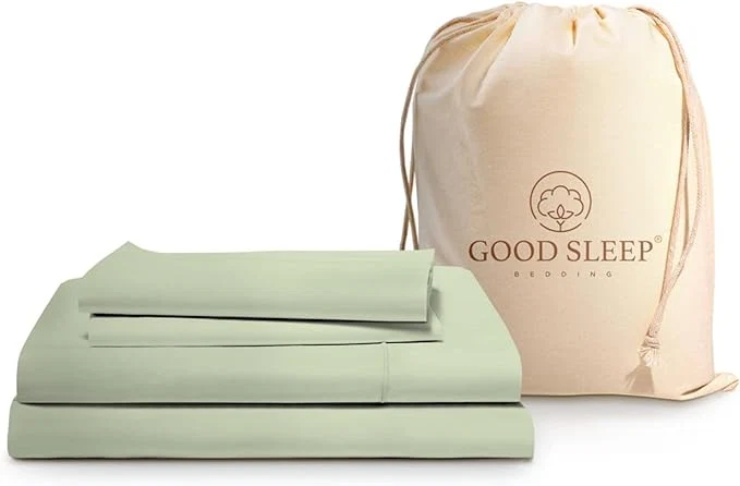 Casual Good Sleep Bedding Sage Full Size Bed Set 4 Pc – Egyptian Cotton Sheets Soft Comfy Double Bed Set 16 Inch Deep Pocket – 1 Fitted Sheet 1 Flat Sheet amp 2 Pillow Cases Breathable
