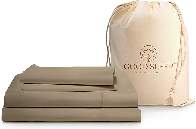 Trendy Good Sleep Bedding California King Sheet Sets – Egyptian Cotton Sheets California King Size 4Pc Cal King Sheet Set Soft Sateen Weave 16 quot Deep Pocket California King Sheet Set – Taupe Original Design