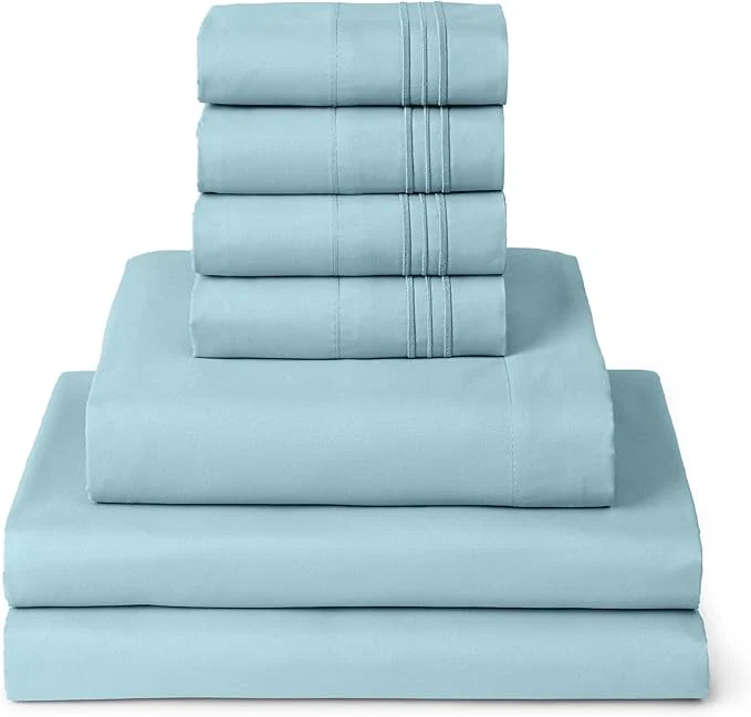 Crafted Mellanni Split King Sheet Set – 7-Piece Iconic Collection Bedding Including 4 Pillowcases 16-Inch Deep Pocket Easy Care Extra Soft Cooling Sheets Brushed Microfiber – Aqua Elite