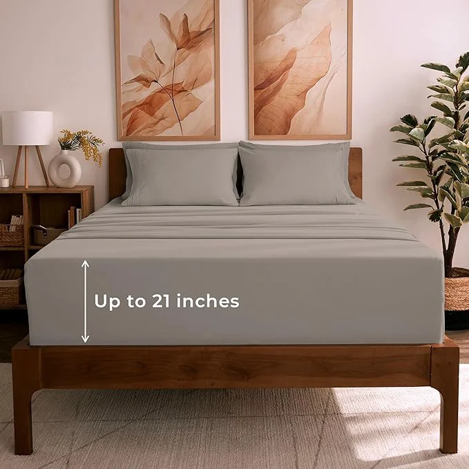 Carefully Designed Mellanni California King Sheet Set – 6-Piece Iconic Collection Bedding Including 4 Pillowcases 21-Inch Extra Deep Pocket Easy Care Ultra Soft Cooling Sheets Brushed Microfiber – Tan Crafted