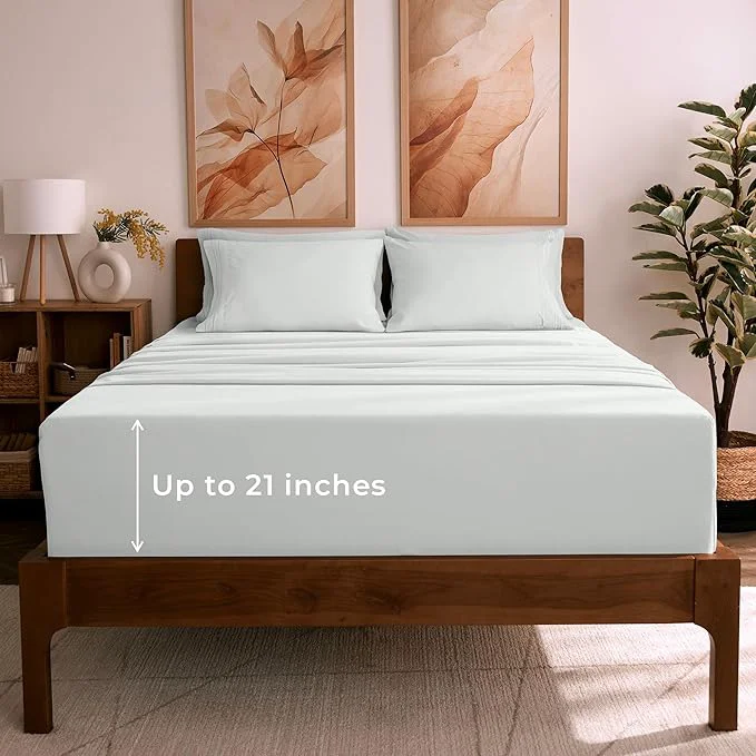 Top-Quality Mellanni California King Sheet Set – 6-Piece Iconic Collection Bedding Including 4 Pillowcases 21-Inch Extra Deep Pocket Easy Care Ultra Soft Cooling Sheets Brushed Microfiber – Ivory Luxury