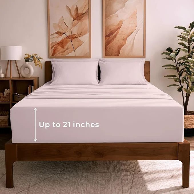 Enhanced Mellanni Queen Sheet Set – 6-Piece Iconic Collection Bedding Including 4 Pillowcases 21-Inch Extra Deep Pocket Easy Care Ultra Soft Cooling Sheets Brushed Microfiber – Blush Pink Trusted