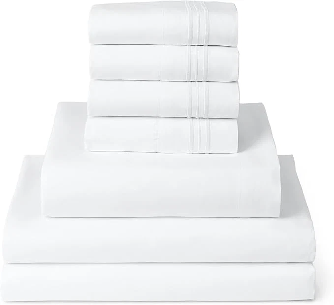 Fine Crafted Mellanni Split King Sheet Set – 7-Piece Iconic Collection Bedding Including 4 Pillowcases 16-Inch Deep Pocket Easy Care Extra Soft Cooling Sheets Brushed Microfiber – White Superior