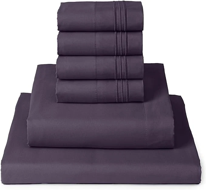 Secure Mellanni Queen Sheet Set – 6-Piece Iconic Collection Bedding Including 4 Pillowcases 16-Inch Deep Pocket Easy Care Extra Soft Cooling Sheets Brushed Microfiber – Purple Easy-to-Use