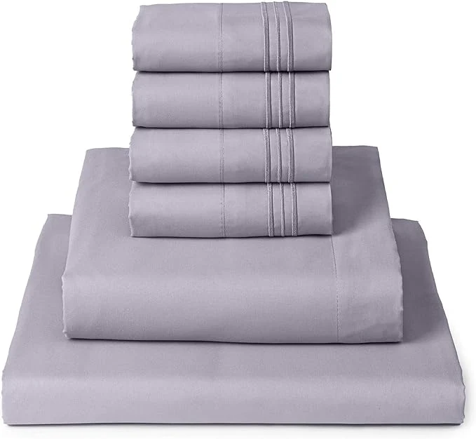 Verified Mellanni Full Sheet Set – 6-Piece Iconic Collection Bedding Including 4 Pillowcases 16-Inch Deep Pocket Easy Care Extra Soft Cooling Sheets Brushed Microfiber – Lavender Next-Generation