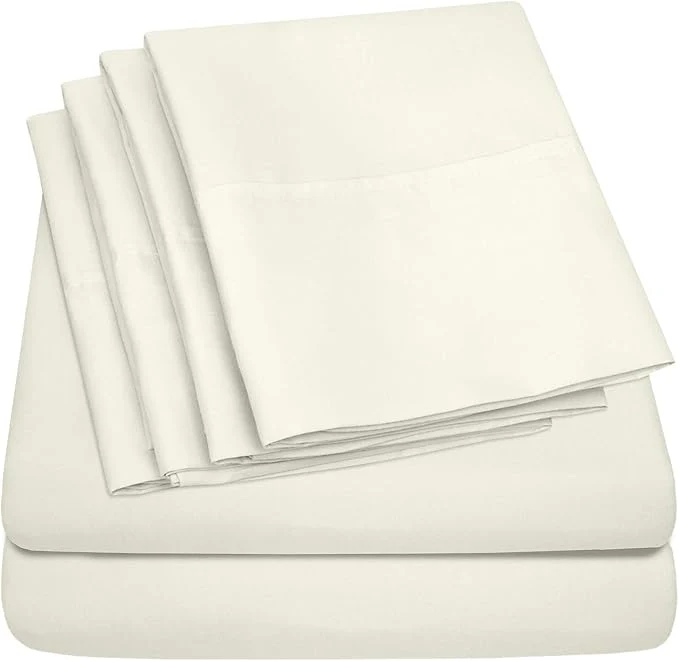 Full Size Bed Sheets – 6 Piece 1500 Supreme Collection Fine Brushed Microfiber Deep Pocket Full Sheet Set Bedding – 2 Extra Pillow Cases Great Value Full ivory High-End