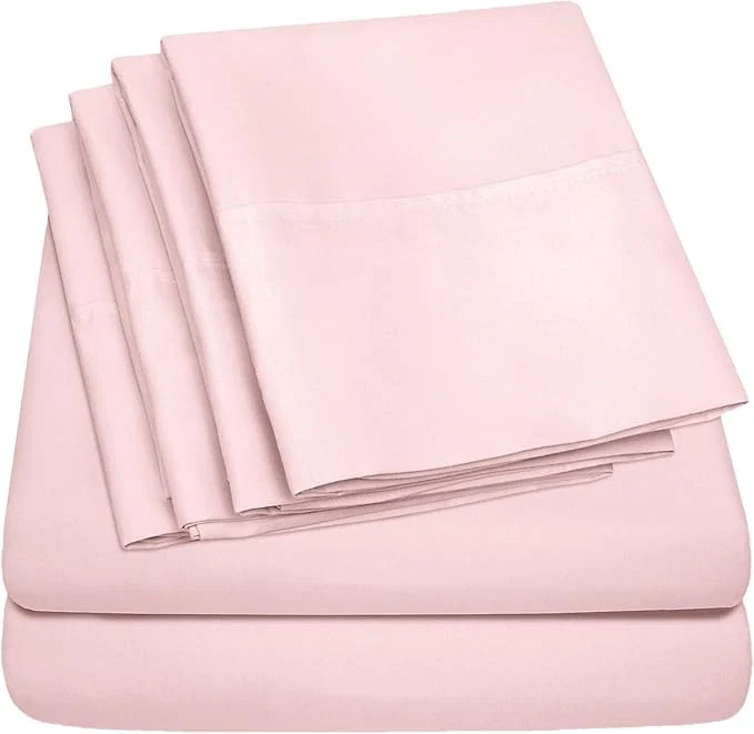 Luxury Queen Sheets Pale Pink – 6 Piece 1500 Supreme Collection Fine Brushed Microfiber Deep Pocket Queen Sheet Set Bedding – 2 Extra Pillow Cases Great Value Queen Pale Pink Soft
