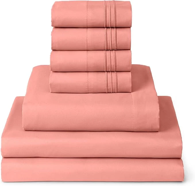 Versatile Mellanni Split King Sheet Set – 7-Piece Iconic Collection Bedding Including 4 Pillowcases 16-Inch Deep Pocket Easy Care Extra Soft Cooling Sheets Brushed Microfiber – Coral Next-Generation