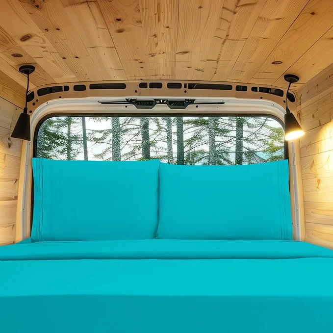 Certified Elegant Comfort Luxury 1500 Premium Hotel Quality Microfiber 4-Piece Sheet Set – Wrinkle Resistant All Around Elastic Fitted Sheet Deep Pocket up to 16 quot RV Short Queen Turquoise Artisan