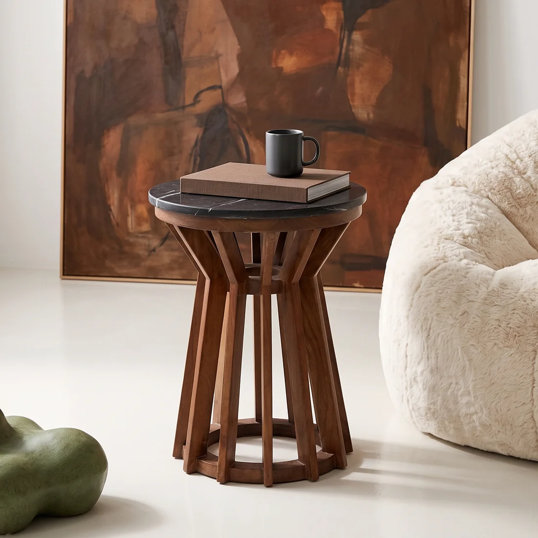 Flexible Sabah side table black marble Certified