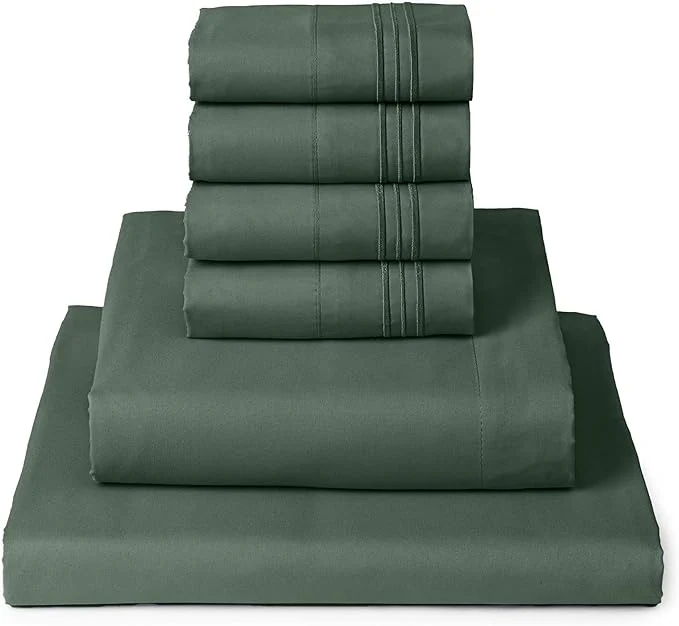 Fast Mellanni Queen Sheet Set – 6-Piece Iconic Collection Bedding Including 4 Pillowcases 16-Inch Deep Pocket Easy Care Extra Soft Cooling Sheets Brushed Microfiber – Emerald Green