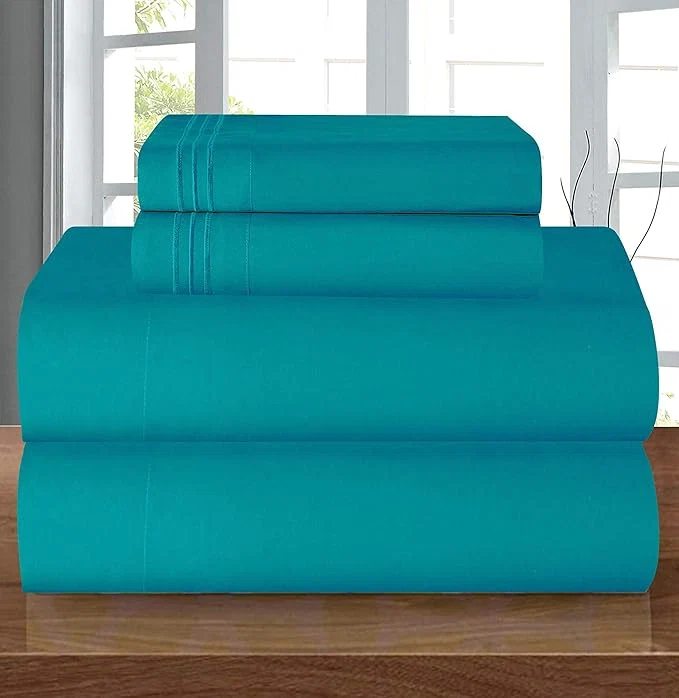 Solid Elegant Comfort Luxury 1500 Premium Hotel Quality Microfiber 4-Piece Sheet Set – Wrinkle Resistant All Around Elastic Fitted Sheet Deep Pocket up to 16 quot Twin Twin XL Turquoise Professional